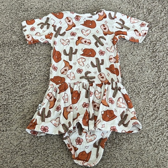 Dream Big Little Co Bamboo Dreamy Zzz Rodeo Western Bodysuit Twirl Dress - Picture 5 of 5